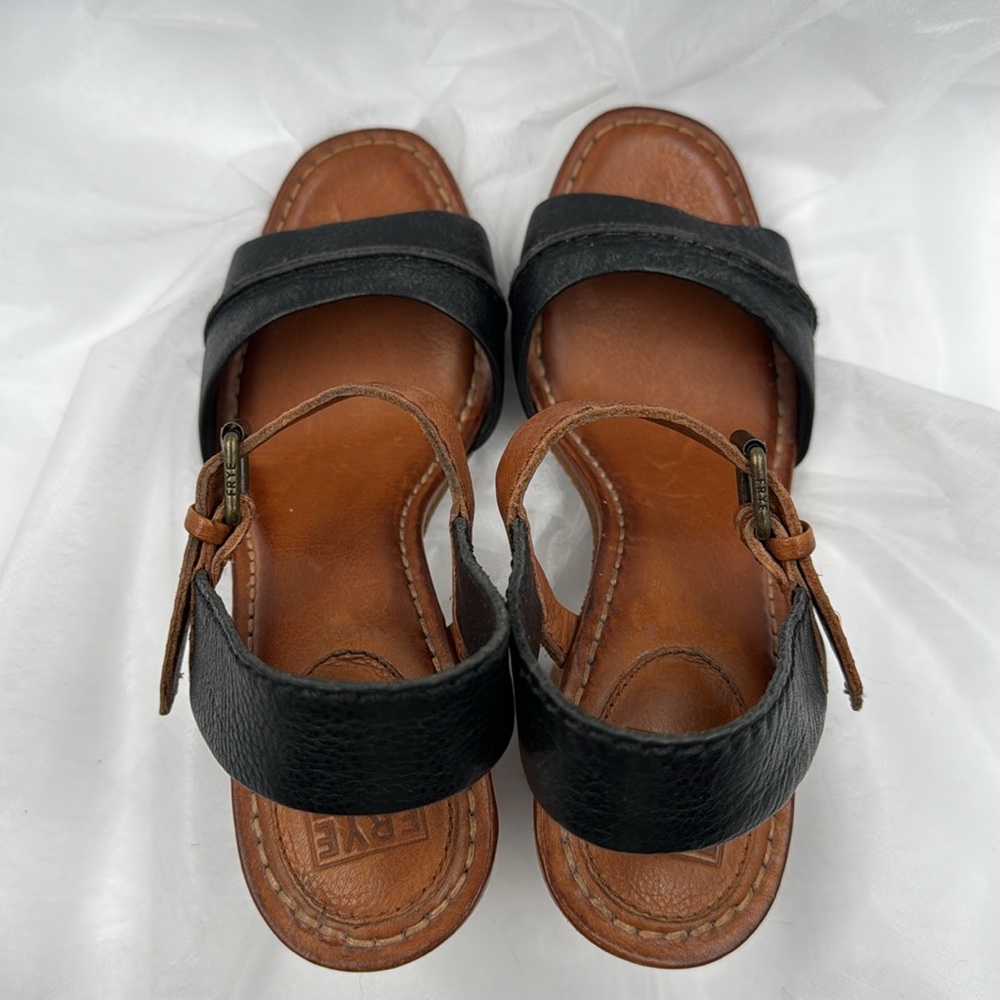FRYE leather sandals - black  and brown leather  - Size 7M - Picture 4 of 11